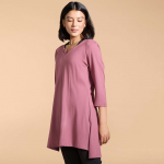 Notched Neck Breathable Pure Cotton Tunic