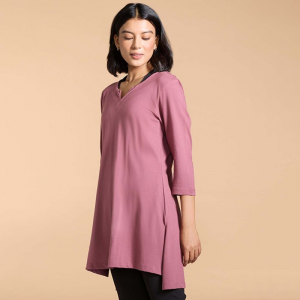 Notched Neck Breathable Pure Cotton Tunic