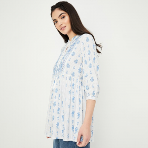 Mandarin Collar Printed Tunic