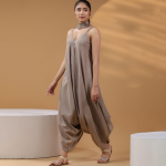 Women Shoulder Straps Cotton Basic Jumpsuit