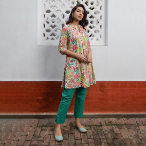 Pure Cotton Floral Printed A-Line Tunic