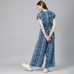 Tie-Dye Printed V-Neck Short Sleeves Basic Jumpsuit