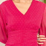 V-Neck Puff Sleeve Chiffon Regular Top