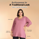 Notched Neck Breathable Pure Cotton Tunic